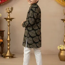 MASU LIVING Boys Ethnic Motifs Printed Regular Pure Cotton Kurta with Churidar image 2