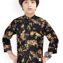 MADE IN THE SHADE Boys Abstract Printed Band Collar Pure Cotton Kurta-picture-19