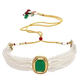 Sangria Gold-Plated Kundan Stone Studded & Beaded Jewellery Set image 5
