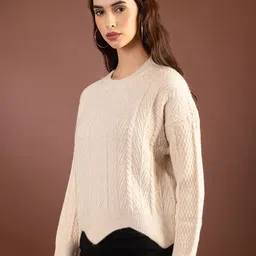 GFO Women Self Design Round Neck Woollen Pullover image 3