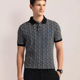 U.S. Polo Assn. Men Floral Printed Polo Collar Cotton Slim Fit T-Shirt image 1