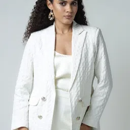SANAITA CREATIONS Textured Single Breasted Notched Lapel Blazer-picture-5