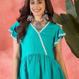 Sangria Women Ruffle V-Neck Flutter Sleeve Peplum Top-picture-23