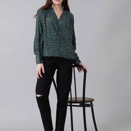 Stylecast X Kotty Polka Dots Print Cuffed Sleeves Shirt Style Regular Cotton Top-picture-47