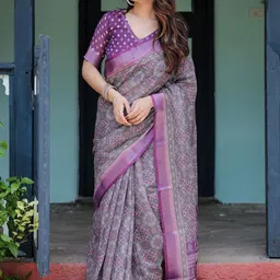 MAHARANI COUTURE Ethnic Motifs Pure Linen Banarasi Saree image 2