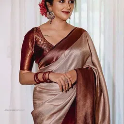 bigben textile Woven Design Zari Silk Blend Banarasi Saree image 2