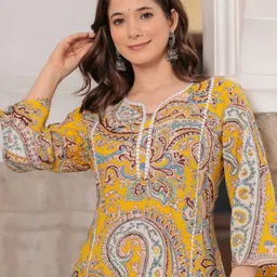 KJFAB Floral Printed Notch Neck Straight Kurta-picture-11