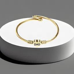 M Men Style Men Gold-Plated Stainless Steel Heart Initials Engraved Dad Cuff Bracelet-picture-35