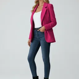 HERE&NOW Mandarin Collar Long Sleeves Open Front Blazer image 4