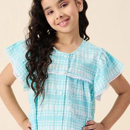 Stylo Bug Checked Flutter Sleeve Crepe Top-picture-25
