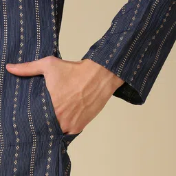 RAJUBHAI HARGOVINDAS Men Striped Cotton Kurta with Churidar image 2