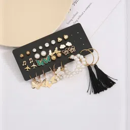DressBerry Gold-Plated Alloy Pearls Studs-image-66