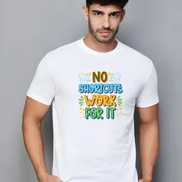 KaamBhari Typographic Printed Round Neck Pure Cotton T-shirt-image-13