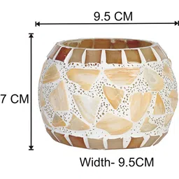 1ST TIME White & Gold Toned 2 Pieces Textured Glass Candle Holders image 3