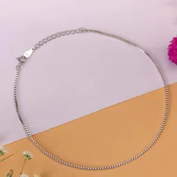 Sleek Sterling Silver box chain Anklet Silver Anklet-image-7