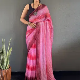 FLOURIOUS Zari Pure Chiffon Ready to Wear Saree-picture-30