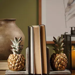Pure Home and Living Gold-Toned & Green Pineapple Bookends Showpiece-picture-28
