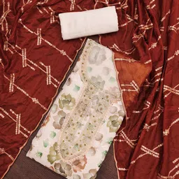 SAINOOR Floral Embroidered Beads & Stones Organza Semi-Stitched Dress Material-picture-35