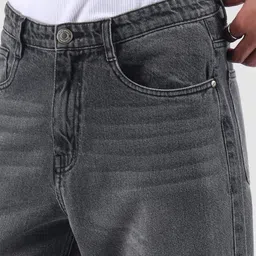 Beyoung Men Original Grey Cut and Sew Baggy Fit Mid-Rise Stretchable Jeans image 4