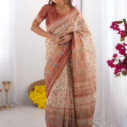 ALMAARI FASHION Ethnic Motifs Pure Cotton Banarasi Saree-picture-26