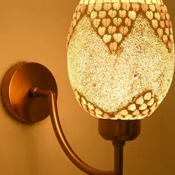 SOMIL Gold-Toned Textured Glass Cylinder Shaped Wall Lamp-image-6