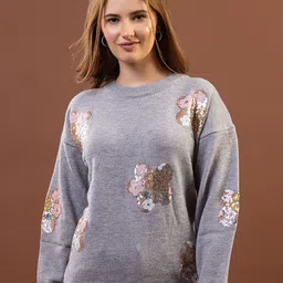 all about you Women Cute Teddy Print Woollen Pullover-image-33