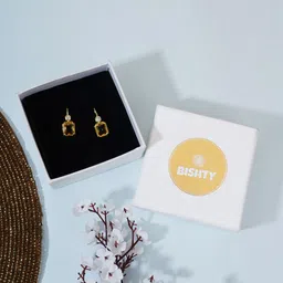 Bishty Fashion Stainless Steel Silver-Plated Cubic Zirconia Studded Square Drop Earrings-picture-12