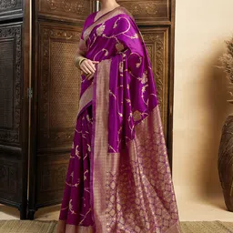 HERE&NOW Woven Design Zari Silk Blend Banarasi Saree image 5