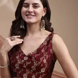 Tikhi Imli Woven Design Brocade Saree Blouse-image-18