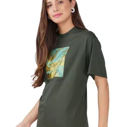 INDICARE Graphic Printed Drop-Shoulder Sleeves T-shirt image 3