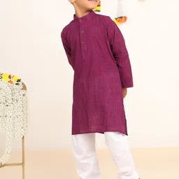 Baba & Baby Boys Mandarin Collar Pure Cotton Kurta With Pyjamas image 2