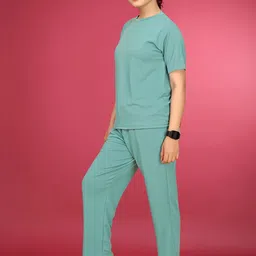 JK Creation Printed Round Neck T-Shirt & Trousers Co-Ords image 2