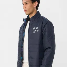 The Souled Store Men Stand Collar Graphic Printed Casual Puffer Jacket image 5