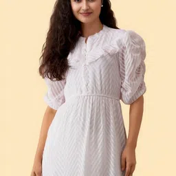 all about you Puff Sleeve Ruffled Crepe Fit & Flare Midi Dress image 2