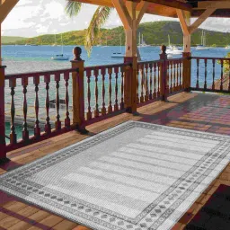 priyate White Persian Polypropylene 6 ft x 9 ft Machine Made Carpet image 1