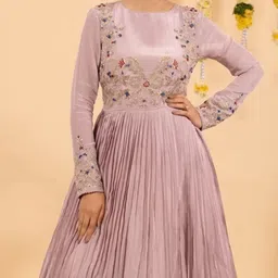 choice fab Embroidered Silk Blend Stitched Flared/A-line Gown image 4