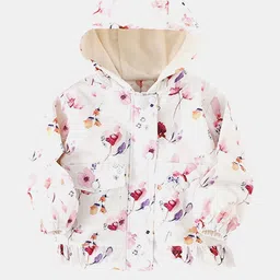YK Girls Multi Floral Printed Hooded Long Sleeves Cotton Causal Sporty Jacket-image-55