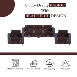 RUBOXA Brown & White Velvet Sofa Cover image 2