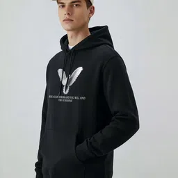 Manlino Men Printed Hooded Pullover Sweatshirt image 4