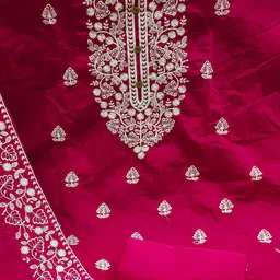 SAINOOR Floral Embroidered Semi-Stitched Dress Material image 4