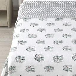DecorativeDreams White & Green Printed Cotton Summer 150 GSM Single Bed Blanket-image-11