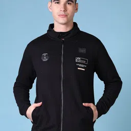 V-Mart Men Cotton Solid Front-Open Printed Sweatshirt image 5