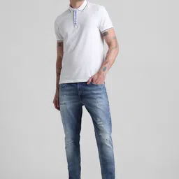 Jack & Jones Men Skinny Fit Low-Rise Mildly Distressed Heavy Fade Stretchable Jeans image 2