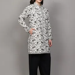 Exotic India Women Woollen Longline Open Front Jacket with Embroidered image 5