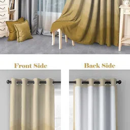 CASABLEU Cream-Coloured Set of 2 Black Out Long Door Curtain image 3