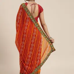 DIVASTRI Bandhani Embroidered Pure Georgette Half and Half Bandhani Saree image 5
