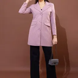 all about you Women Notched Lapel Long Sleeve Suede Blazers image 4