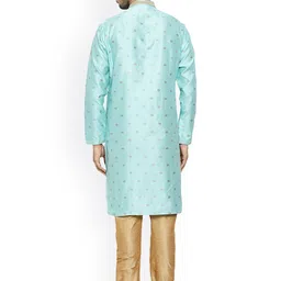 Pro-Ethic STYLE DEVELOPER Men Turquoise Blue Ethnic Motifs Printed Kurta with Pyjamas image 4