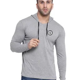 Blisstone Men Solid Hooded Slim Fit T-shirt-image-80