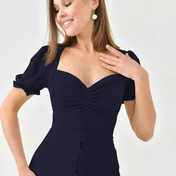 Sugathari Puff Sleeve Fit & Flare Midi Dress image 3